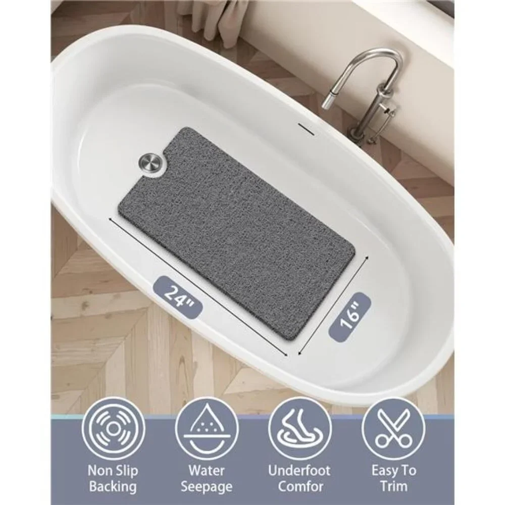 Non Slip Shower Mat 16x24 Bathroom Bathtub Anti Slip Loofah Foot Scrubber